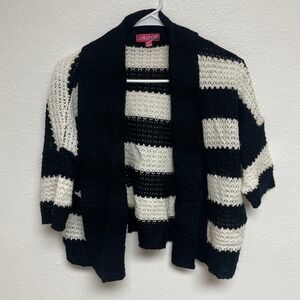 CHILLPOP Black White Striped Cropped Kimono Cardigan Sweater junior